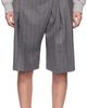 GANNI GANNI Gray Wool Stripe Wrap Shorts - 1