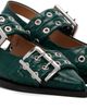 GANNI GANNI Green Feminine Buckle Ballerina Flats - 4
