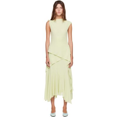 GANNI GANNI Green Marl Mesh Draped Knot Detailing Maxi Dress
