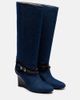 Ganni Ganni Kat denim knee-high wedge boots - 1