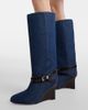 Ganni Ganni Kat denim knee-high wedge boots - 2