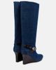 Ganni Ganni Kat denim knee-high wedge boots - 3