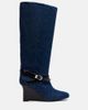 Ganni Ganni Kat denim knee-high wedge boots - 5