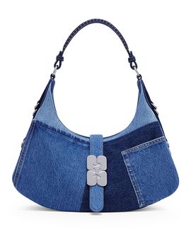 Ganni Ganni Kat Small Denim Hobo Bag