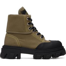 GANNI GANNI Khaki Canvas Trail Boots