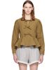 GANNI GANNI Khaki Compact Poplin Long Sleeve Peplum Blouse - 1