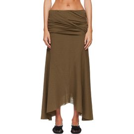 GANNI GANNI Khaki Marl Mesh Draped Maxi Skirt