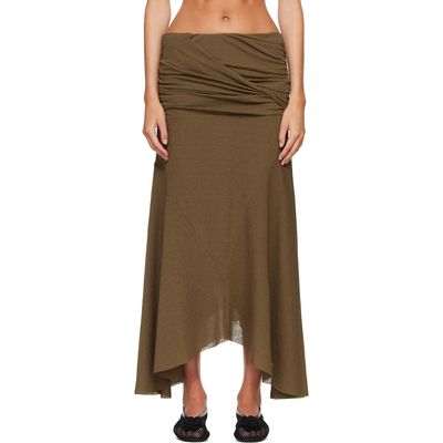 GANNI GANNI Khaki Marl Mesh Draped Maxi Skirt