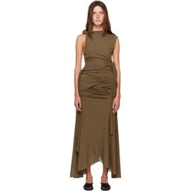 GANNI GANNI Khaki Marl Mesh Tie Knot Top