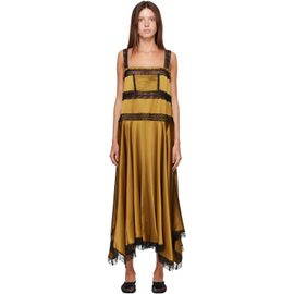 GANNI GANNI Khaki Satin Maxi Dress