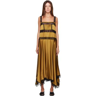 GANNI GANNI Khaki Satin Maxi Dress
