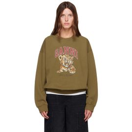 GANNI GANNI Khaki Tiger Crewneck Sweatshirt