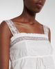 Ganni Ganni Lace-trimmed ruffled cotton crop top - 3