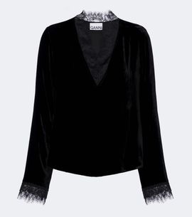 Ganni Ganni Lace-trimmed top