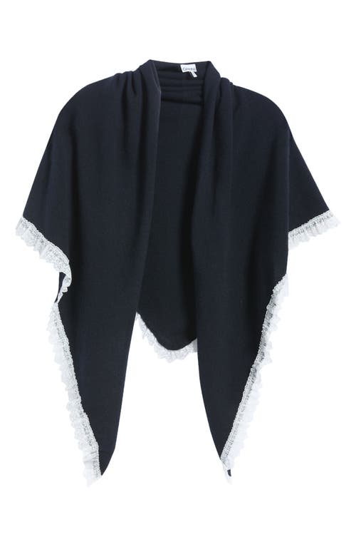Ganni Ganni Lace Trim Triangular XX-Large Wool Scarf
