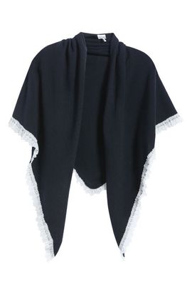 Ganni Ganni Lace Trim Triangular XX-Large Wool Scarf