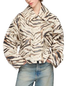 Ganni Ganni Laminated Zebra Print Jacket