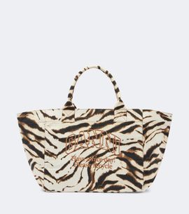 Ganni Ganni Large zebra-print canvas tote bag