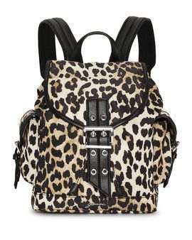 Ganni Ganni Leopard Small Nylon Bucky Backpack