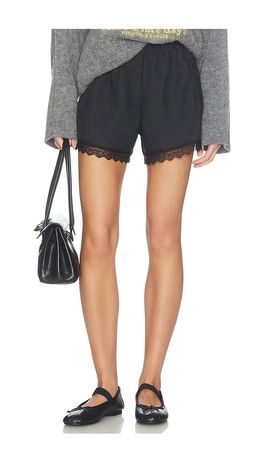 Ganni Ganni Light Linen Lace Hem Shorts