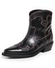 GANNI GANNI Low Shaft Embroidered Western Boots Black/Pink - 1