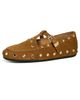 GANNI GANNI Mary Jenny Studs Suede Flats Caramel Café - 1
