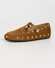 GANNI GANNI Mary Jenny Studs Suede Flats Caramel Café - 2