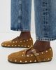 GANNI GANNI Mary Jenny Studs Suede Flats Caramel Café - 3