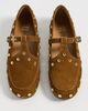 GANNI GANNI Mary Jenny Studs Suede Flats Caramel Café - 5