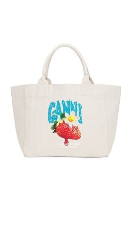 Ganni Ganni Medium Trapeze Shopper Strawberry Print