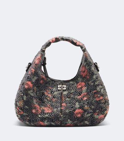 Ganni Ganni Mini embellished floral top-handle bag