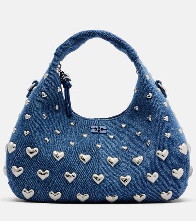 Ganni Ganni Mini studded denim top-handle bag