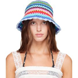 GANNI GANNI Multicolor Striped Crochet Bucket Hat