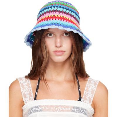GANNI GANNI Multicolor Striped Crochet Bucket Hat