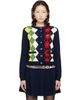 GANNI GANNI Navy Argyle Print Cardigan - 1