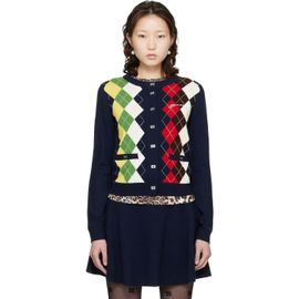 GANNI GANNI Navy Argyle Print Cardigan