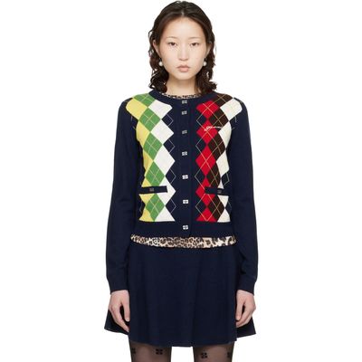 GANNI GANNI Navy Argyle Print Cardigan