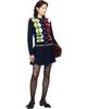 GANNI GANNI Navy Argyle Print Cardigan - 4