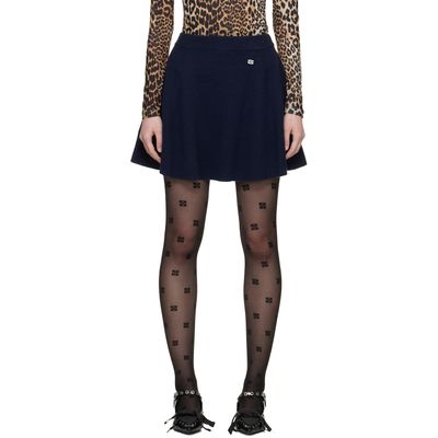 GANNI GANNI Navy Cashmere Wool Miniskirt