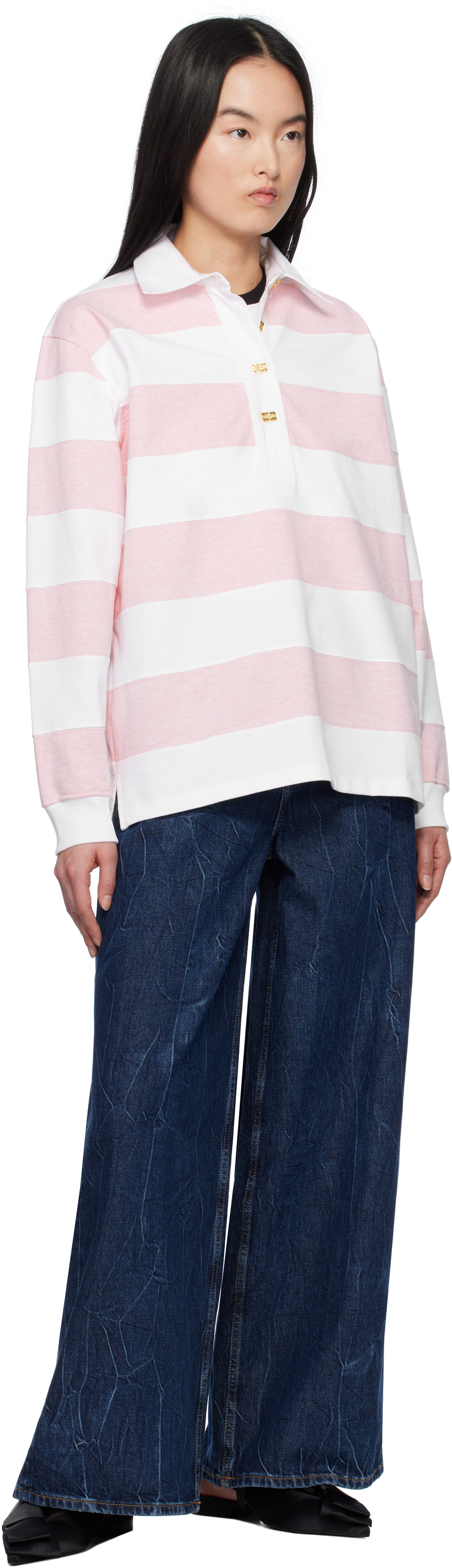 GANNI - Navy Crinkled Future Denim Marri Jeans