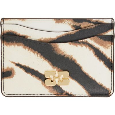 GANNI GANNI Off-White & Brown Bou Card Holder