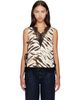 GANNI GANNI Off-White & Brown Printed Satin Top - 1