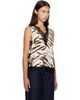 GANNI GANNI Off-White & Brown Printed Satin Top - 2