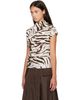 GANNI GANNI Off-White & Brown Printed Stretch Cotton Ruched Top - 4