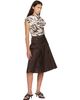 GANNI GANNI Off-White & Brown Printed Stretch Cotton Ruched Top - 5