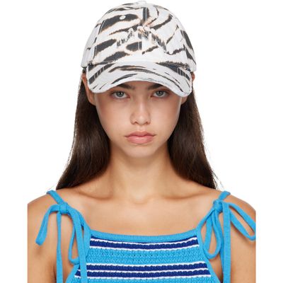 GANNI GANNI Off-White & Brown Washed Cotton Cap
