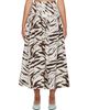 GANNI GANNI Off-White & Brown Zebra Cotton Maxi Skirt - 1