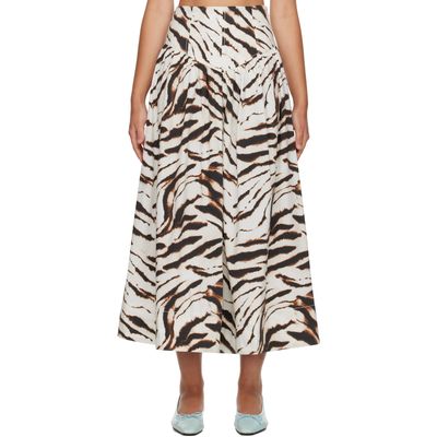 GANNI GANNI Off-White & Brown Zebra Cotton Maxi Skirt