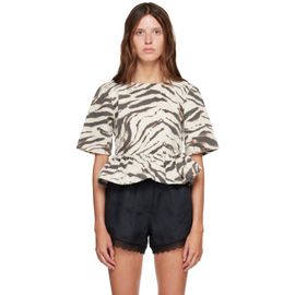 GANNI GANNI Off-White & Brown Zebra Denim Blouse