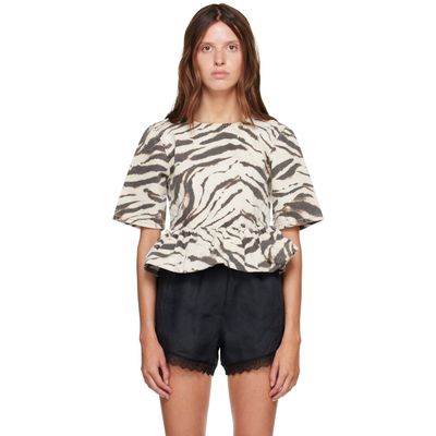 GANNI GANNI Off-White & Brown Zebra Denim Blouse